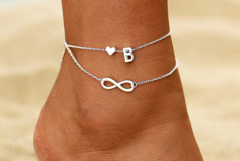 Initial Infinity Anklet Bracelet â Engraved Giftsly