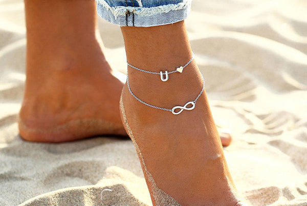 Anklet With Initial- Best Gifts For Women- Anklet With Heart Charm