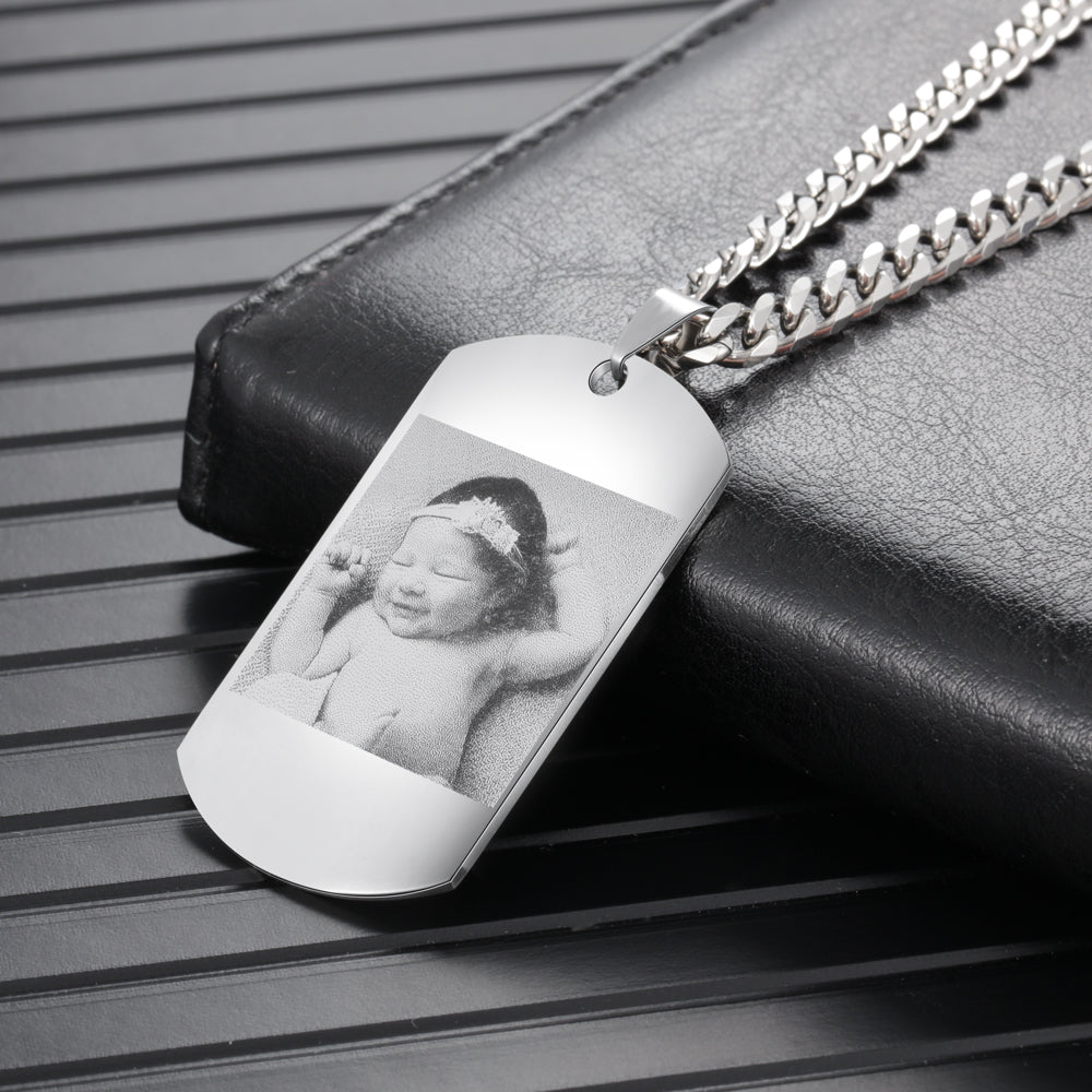 Custom Photo Dog Tag Picture Necklace- Unique Gift For New Mom