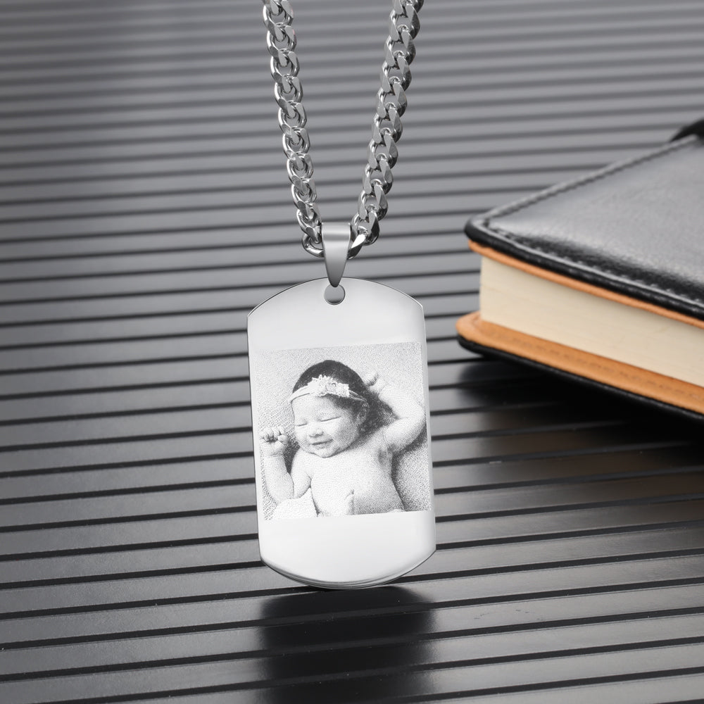 Custom Photo Dog Tag Picture Necklace- Unique Gift For New Mom