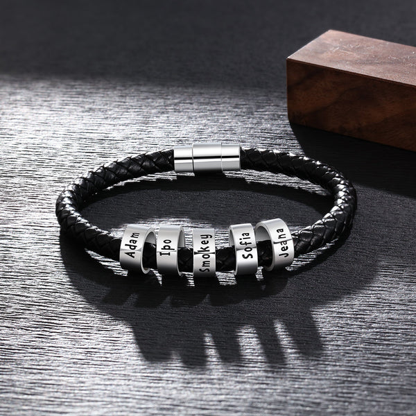 Men Bracelet With Custom Beads- Family Name Men's Bracelet Gifts For Father