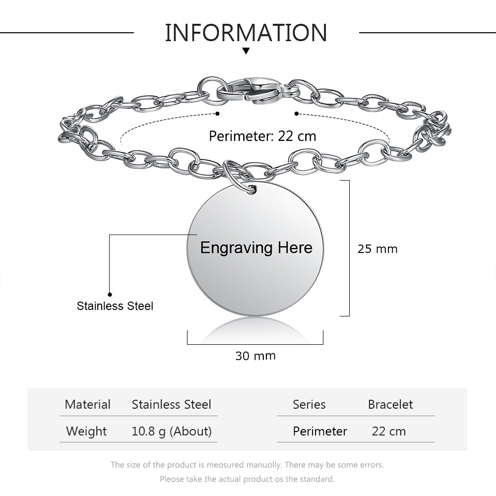 Personalized Round Photo Charm Bracelet-Engraved Bracelets For Women