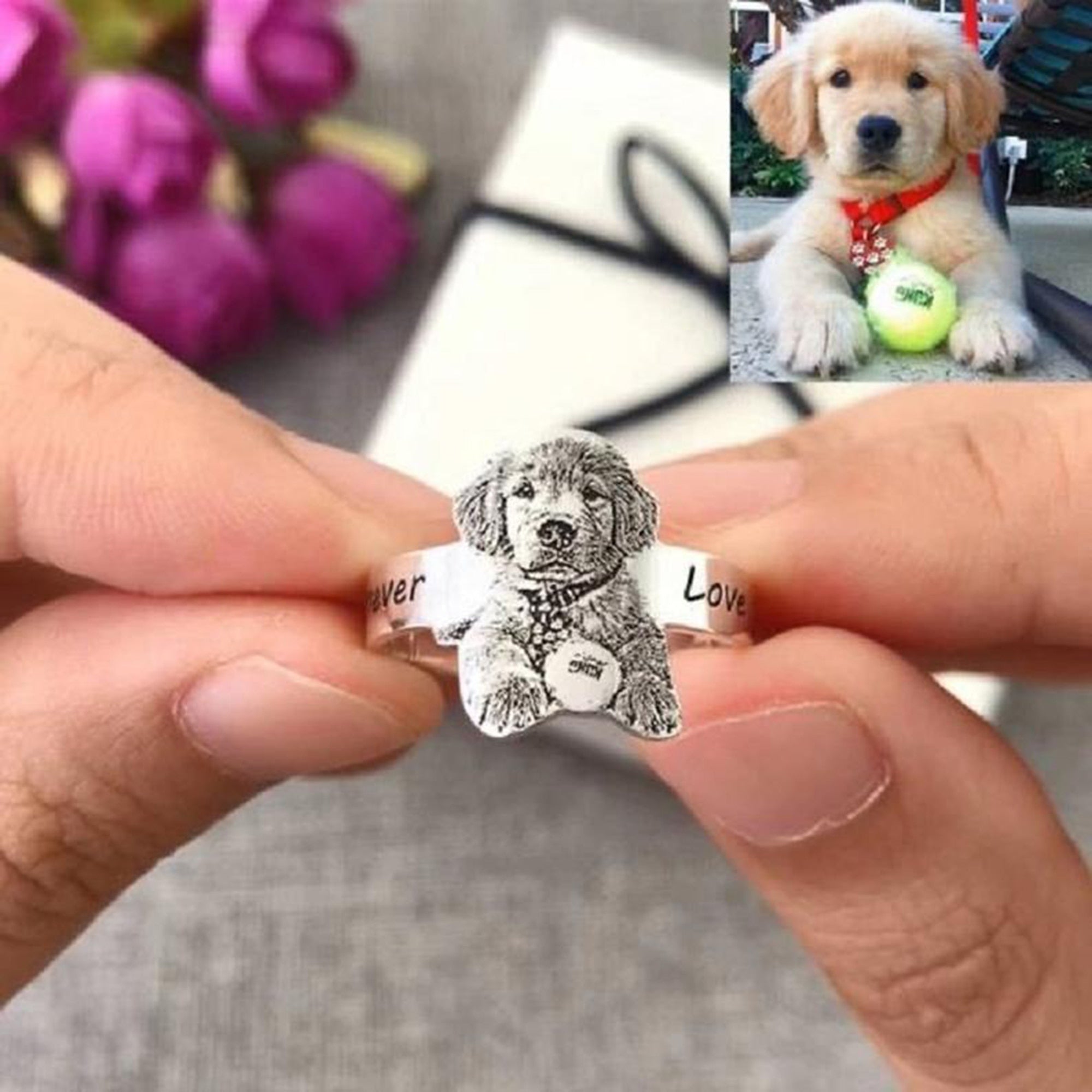 dog engraved ring