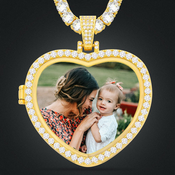 Personalized Heart Photo Necklace-Christmas Gifts For Grandparents-Christmas Gifts For Great Grandma-Christmas Gifts For Grandma