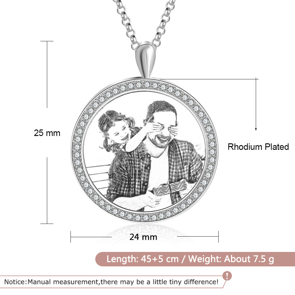 Rhinestone Necklace With Picture-Personalized Gift For Mom