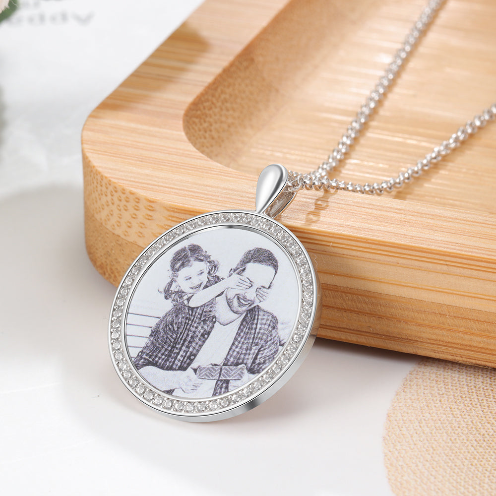 Rhinestone Necklace With Picture-Personalized Gift For Mom