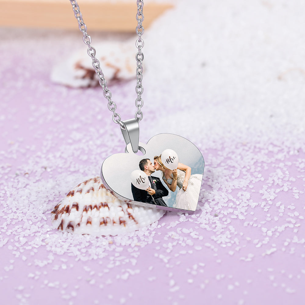 Custom Heart Photo Necklace- Meaningful Gift For Mom