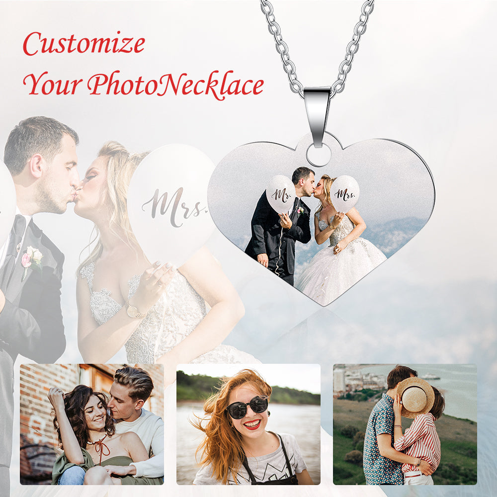 Custom Heart Photo Necklace- Meaningful Gift For Mom