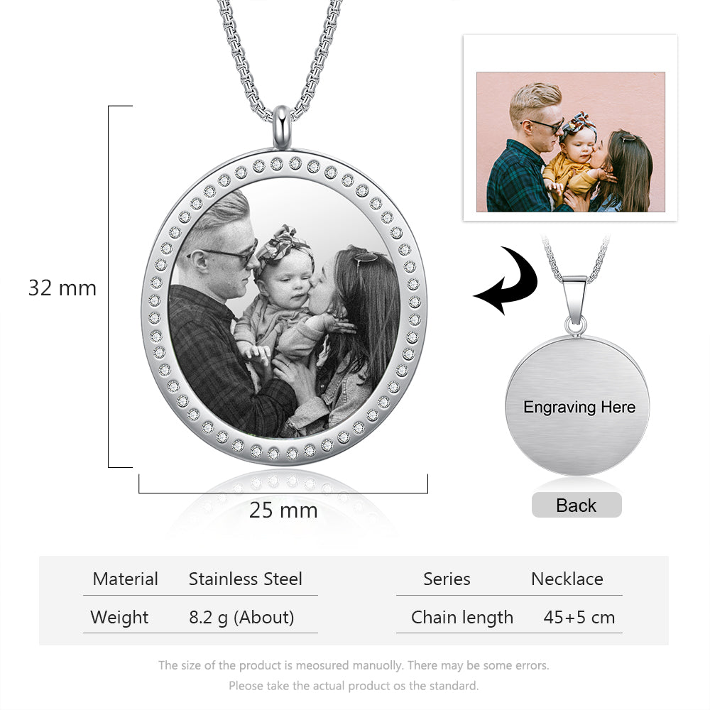 Personalized  CZ Stone Photo Necklace- Best Mother's Day Gift For New Mom