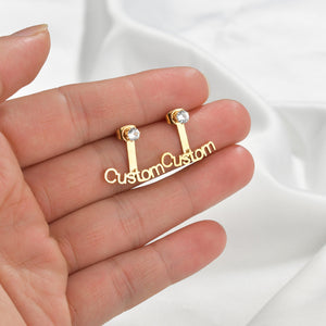 Personalize Name Stud Earrings- Trendy Custom Nameplate Earring With Zircon-Birthday Gifts For 30-Year-Old Woman