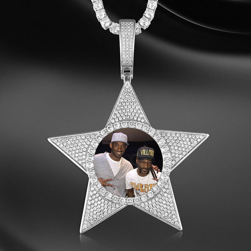 Star Necklace Medallion Pendant Custom Photo Medallion Necklace