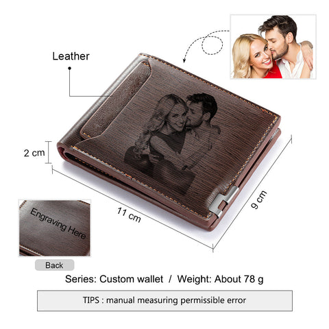 Leather Wallets For Men- Personalized gifts for men- Photo Wallet