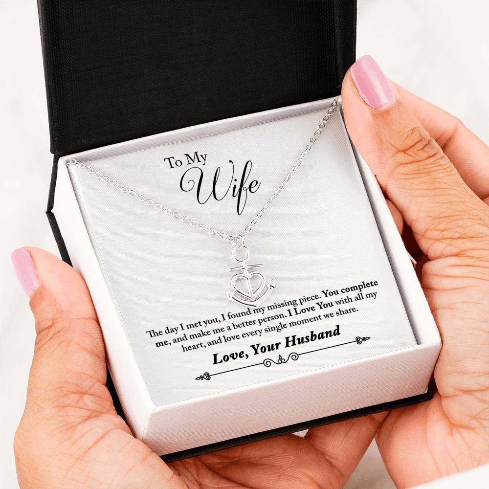 "You Complete Me" Anchor Heart Necklace- Best Birthday Gift For Husband From Wife