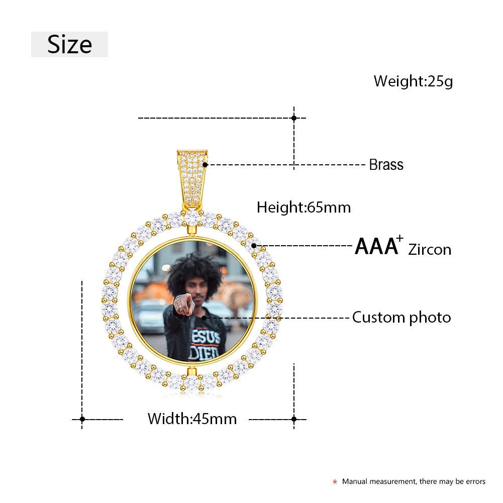 Necklace With Picture Inside- Valentine Gifts For Men- Double Side Rotating Medallion Necklace