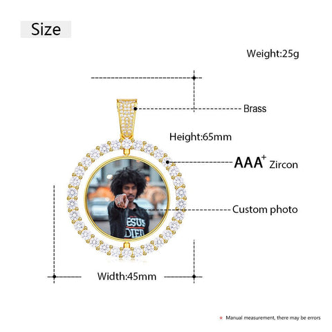 3D Photo Printed Rotating Double-Sided Custom Photo Medallion Necklace