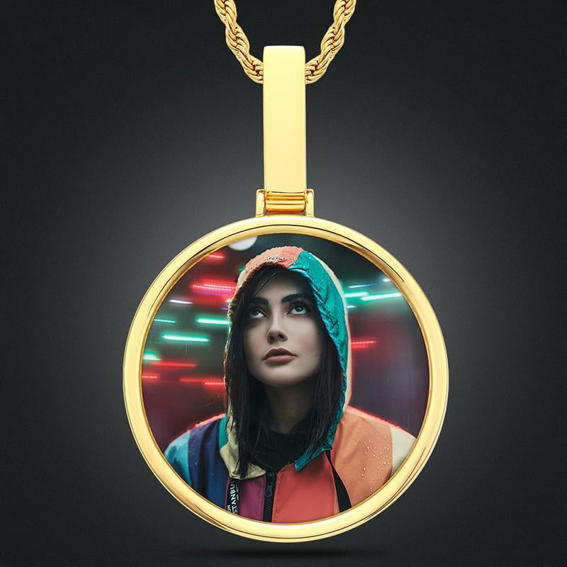 18K Gold Plated Solid Custom Photo Pendant Necklace