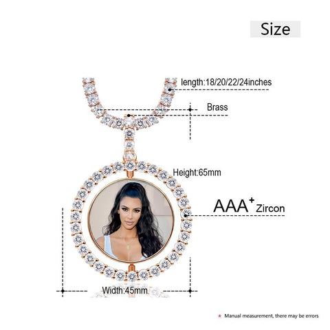 Personalized Photo Rotating Double-Sided Medallions Pendant Necklace For Women