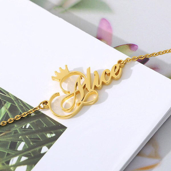 Anklet Bracelet With Name & Crown- Christmas Gifts For Girlfriend