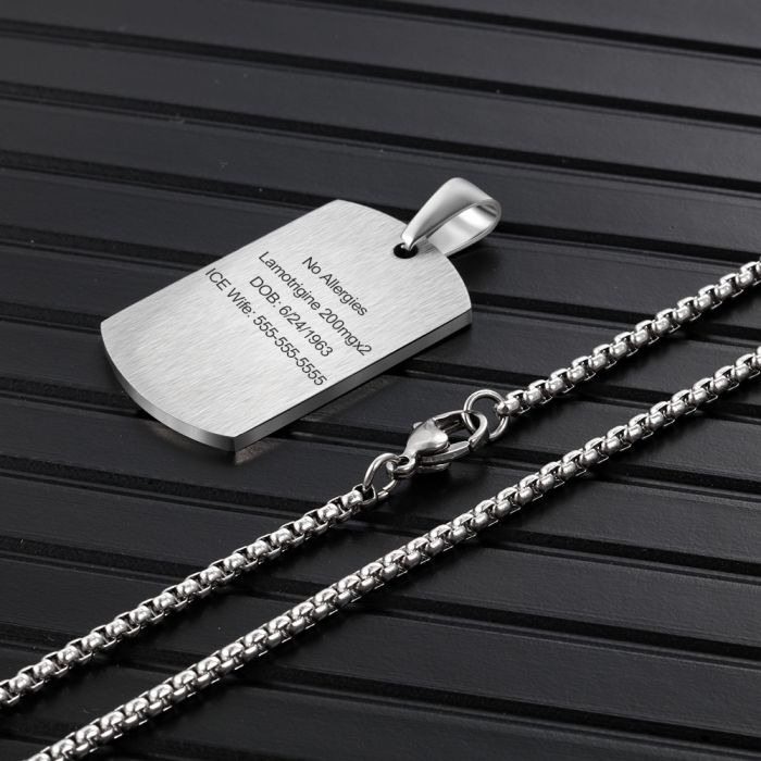 Personalized Stainless Steel Medical Alert Pendant Necklace