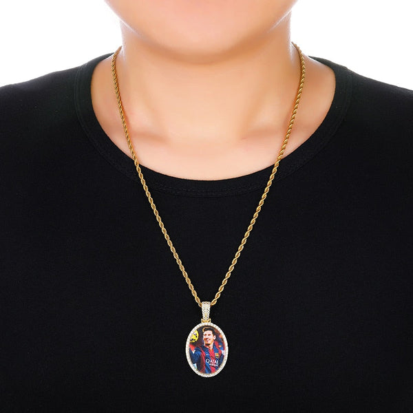 Oval Photo Locket Necklace-Picture Locket Necklace