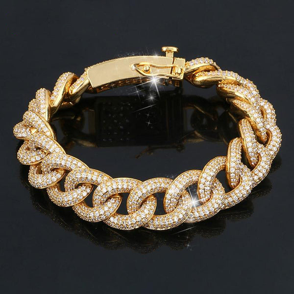 Miami Crystal Curb Cuban Link Chain Bracelet