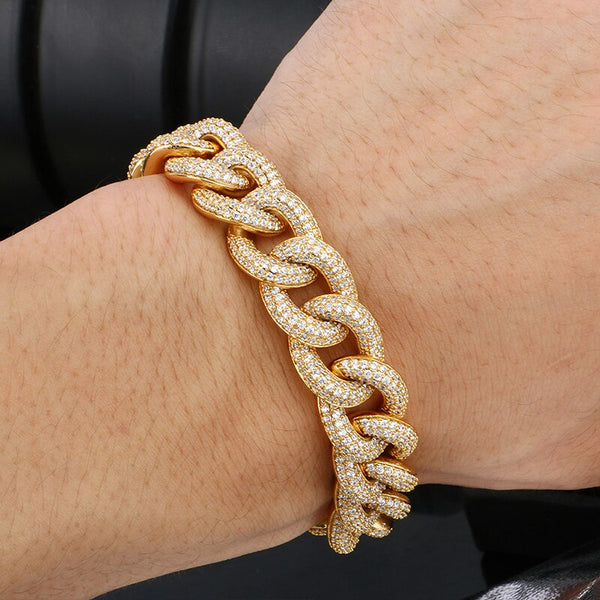 Miami Crystal Curb Cuban Link Chain Bracelet