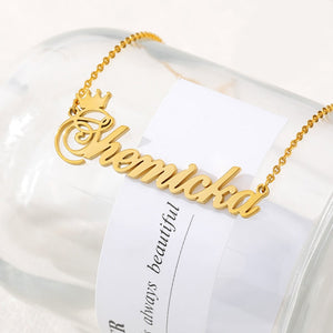 18k Gold Plated Custom Name Necklace With Crown-Christmas Gifts For Mom