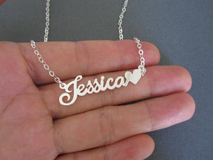 Custom Name Necklaces With Tiny Love Heart