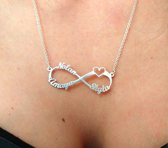 Personalized Heart With Infinity Sign Necklace- Necklace With Infinity Name