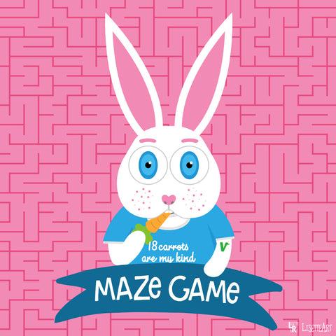 Illustration of bunny maze game preview graphic