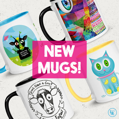 4 new mug designs with color inside and handle on light background