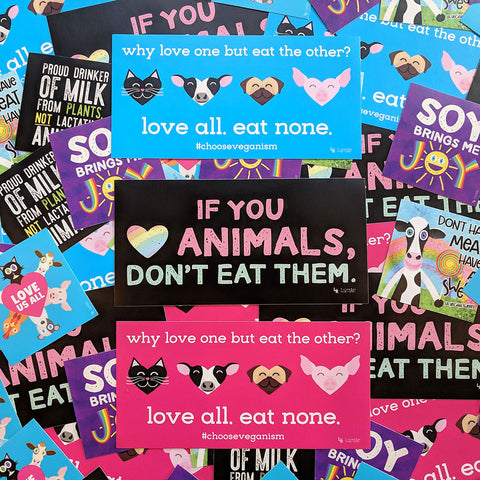 Group of Vegan Message bumper stickers