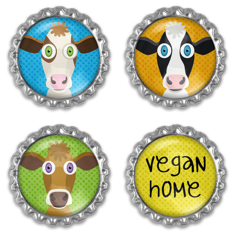 Set of cute cows vegan home magnets