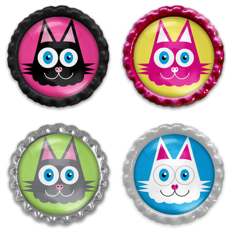 Set of colorful cat magnets