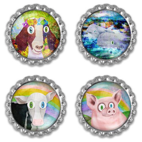 Set of whimsical animal magnets