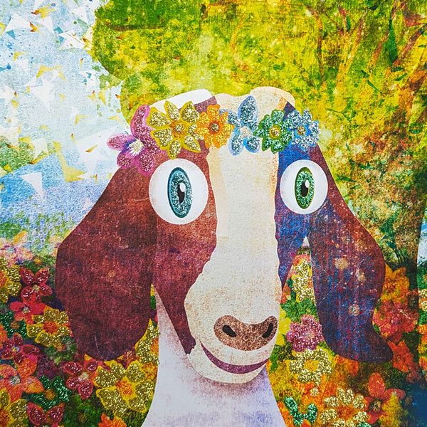 Embellished Flower Crown Goat Portrait