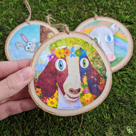 Whimsical animal wood ornaments