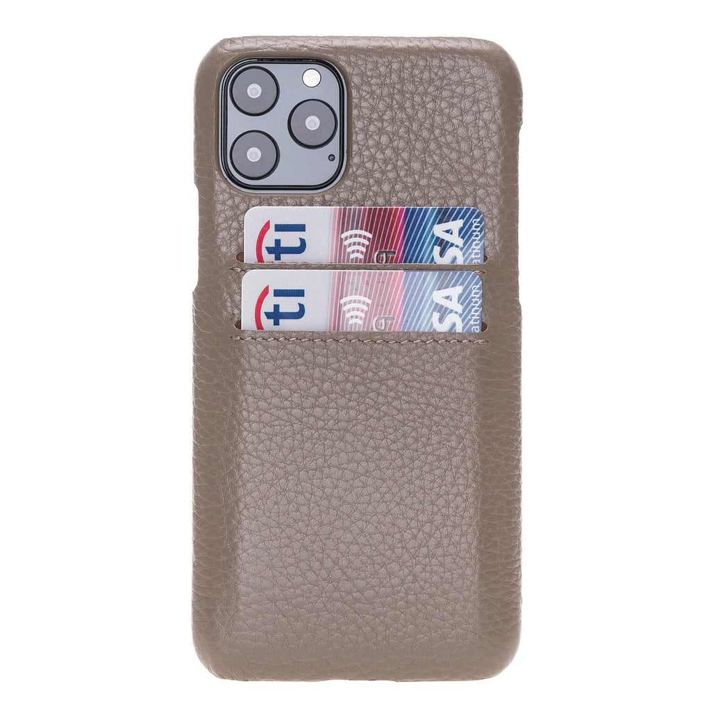iPhone 11 Pro Beige Leather Snap-On Case with Card Holder - Hardiston - 1