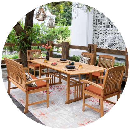 Cambridge Casual Caterina Teak Wood 6 Piece Outdoor Dining Set with Brick Cushion