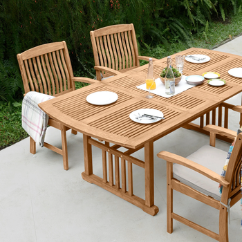 7 Pieces Teak Outdoor Dining Set with Beige Cushion