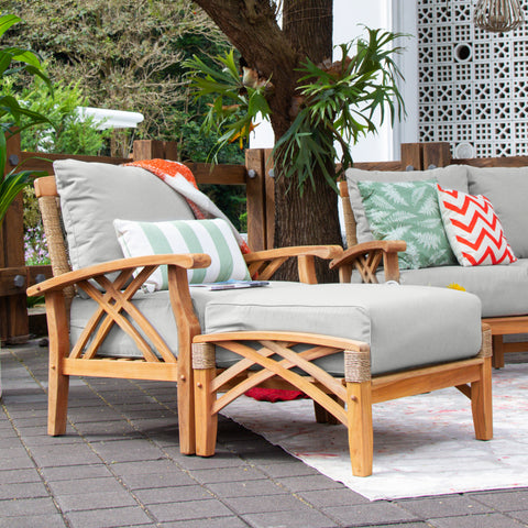 teak patio chair with ottoman