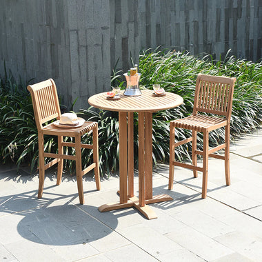 Mosko Teak Wood 3 Piece Outdoor Bar Dining Set