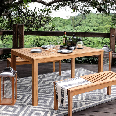 Abbington Teak Wood 3 Piece Outdoor Picnic Dining Set