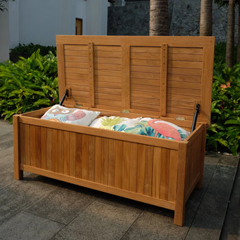 Teak Wood 48 Inch Outdoor Storage Deck Box