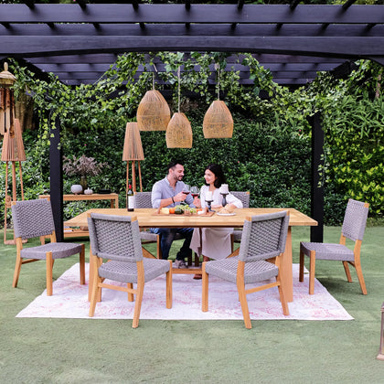 teak wood gray outdoor dining chair