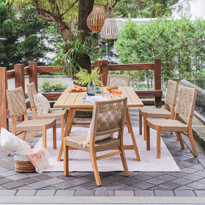 teak wood tan outdoor dining chair