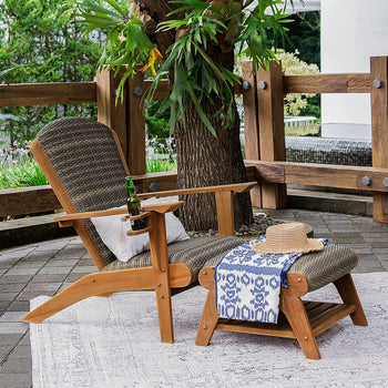 Teak Wood Adirondack Chair with Cup Holder