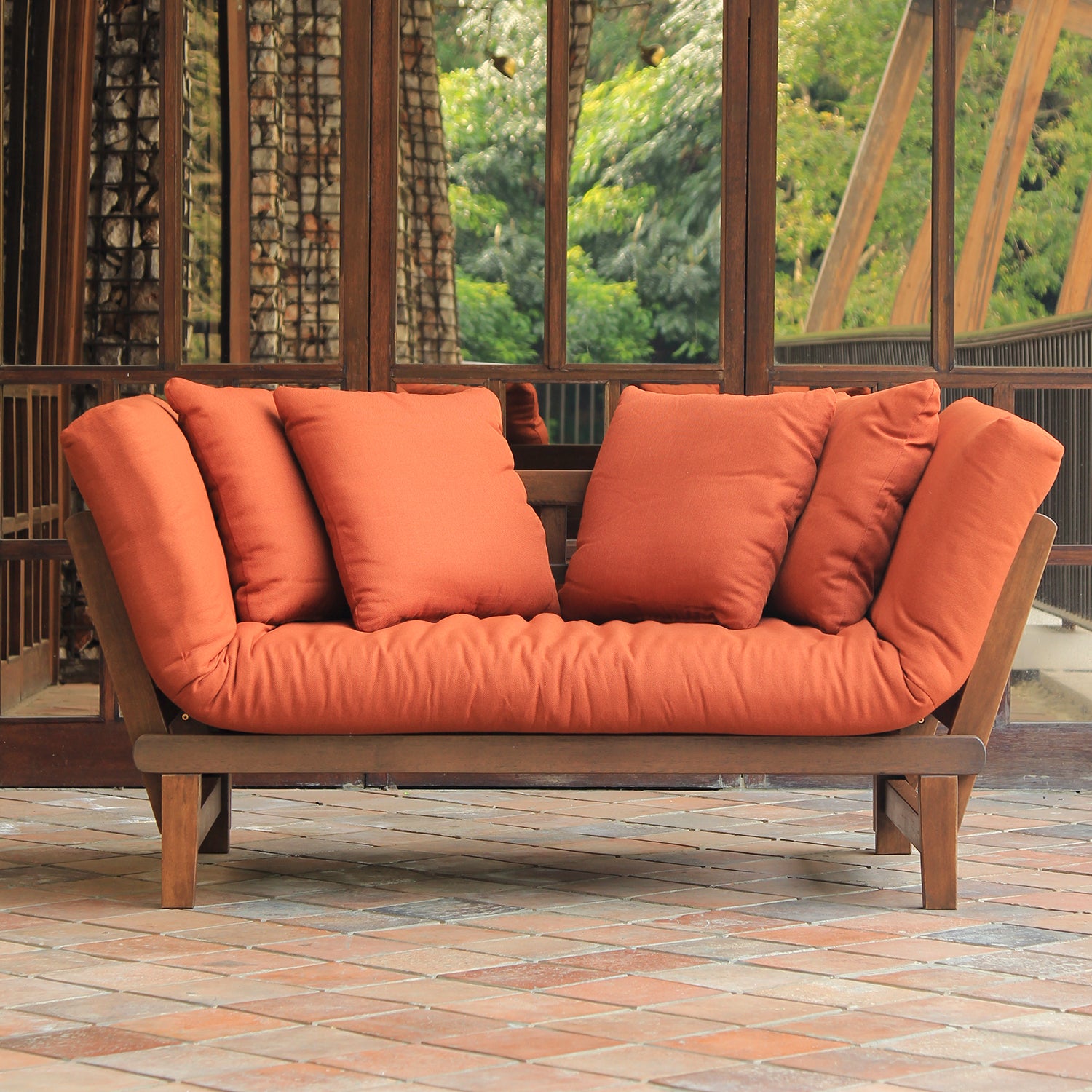 Carlota Solid Wood  Outdoor Convertible Sofa  Day Bed  