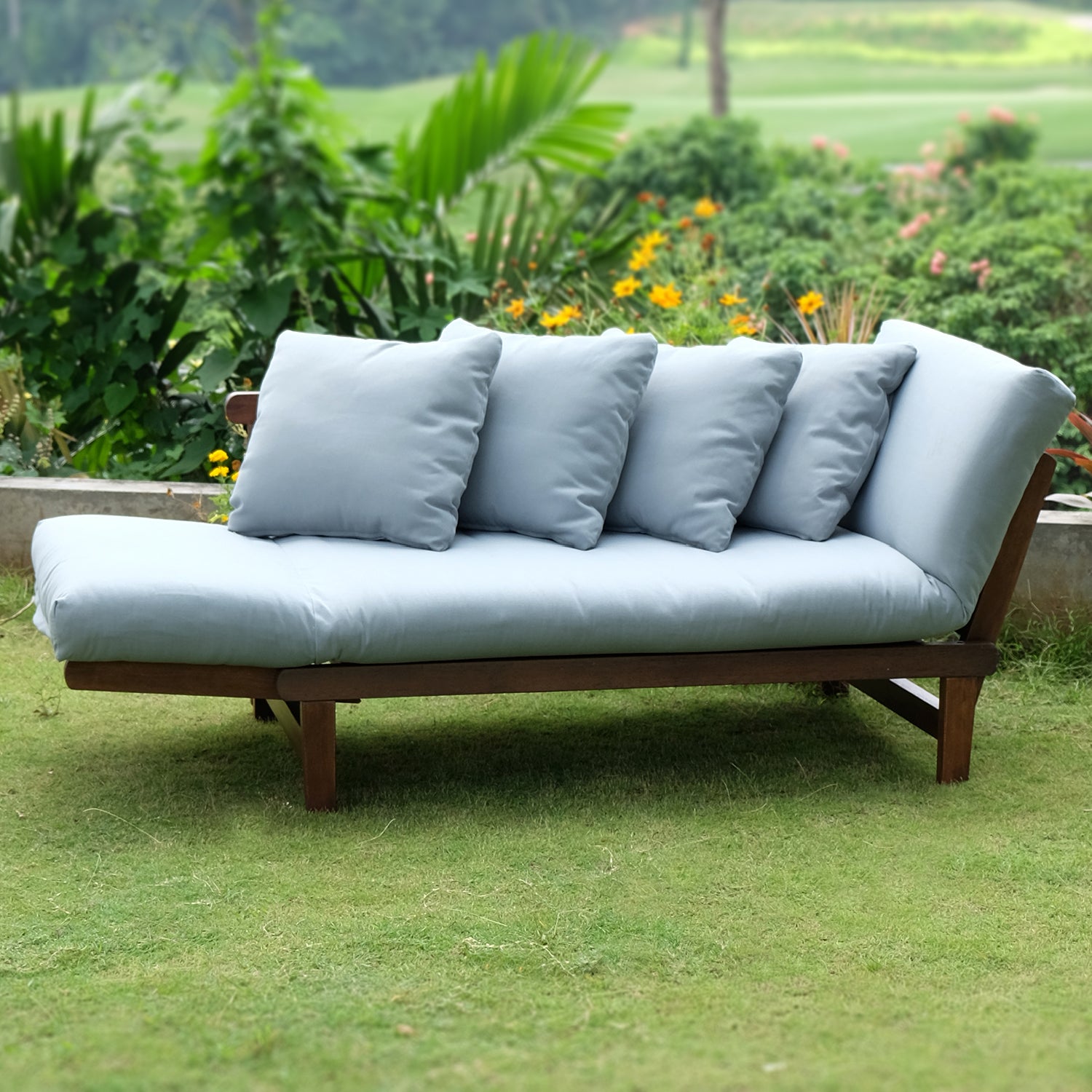 Carlota Solid Wood Outdoor Convertible Sofa  Day Bed  
