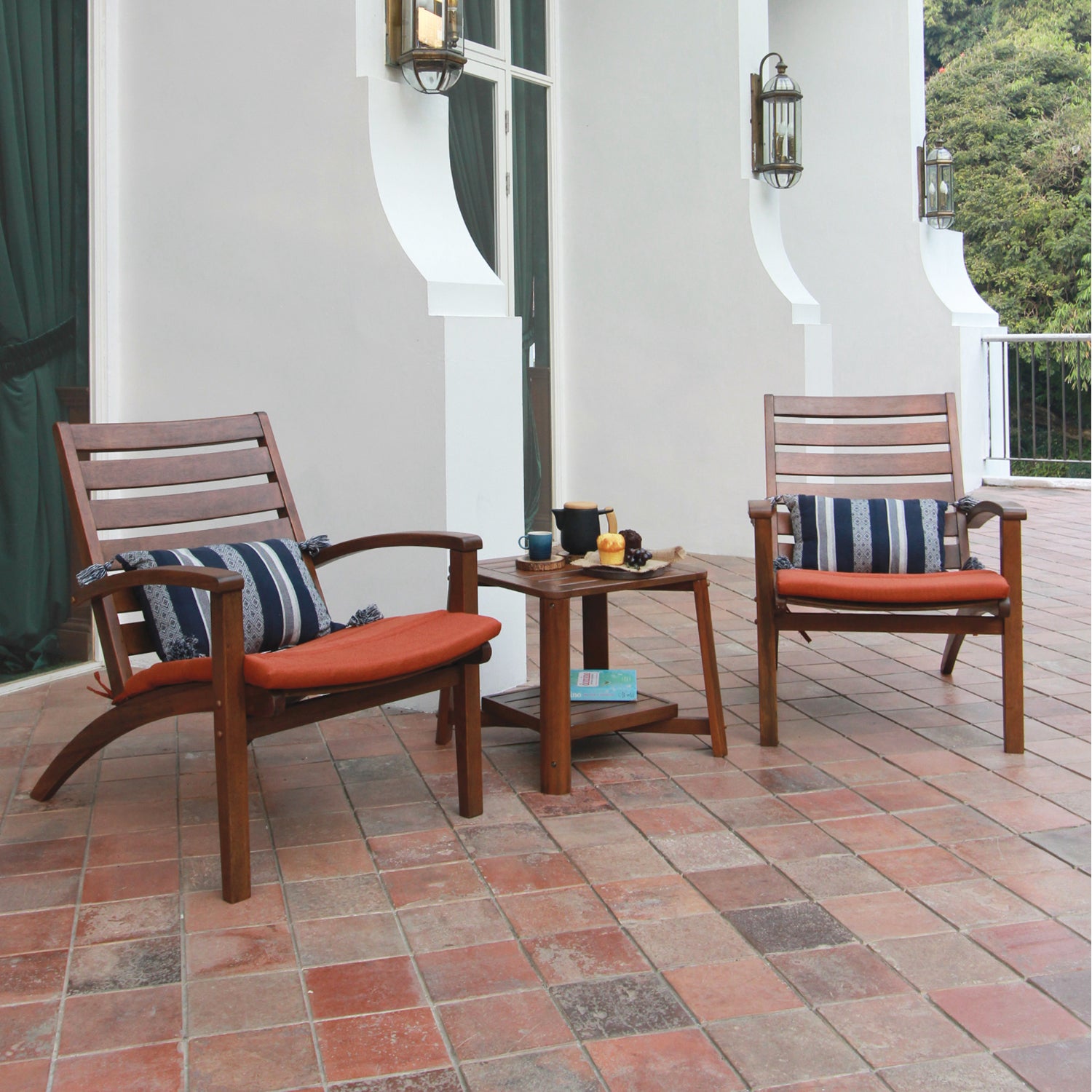 Carlota 3-Piece Mahogany Wood Patio Set